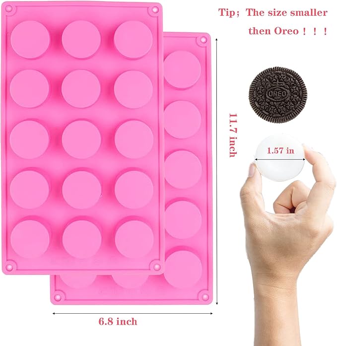 2pcs Round Silicone Molds 15 Cavity Cylinder Silicone Soap Mold for Handmade Soap, Lotion Bars, Bath Bombs, Shower Steamer,Shower Tablets,Beeswax,Candles