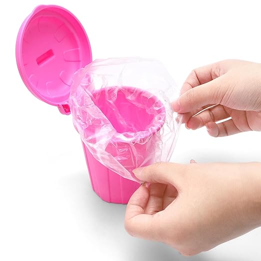 Goaste 20 Pack Mini Desk Trash Can, 10 OZ Small Plastic Garbage Bin with Lid, Tabletop Round Waste Basket, Cute Pen Pencil Holder Organizer for Home, Office, School, Vanity, Car (Assorted Colors)