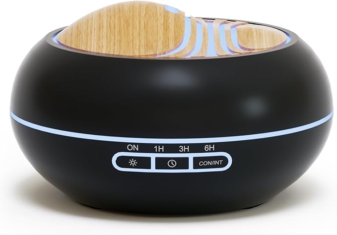 SALKING Essential Oil Diffuser 400ml, Diffusers for Essential Oils with 2 Mist Mode, Aromatherapy Diffuser Cool Mist Humidifier with 7 LED Night Light, Timer & Auto-Off, Large Room Diffuser (Black)