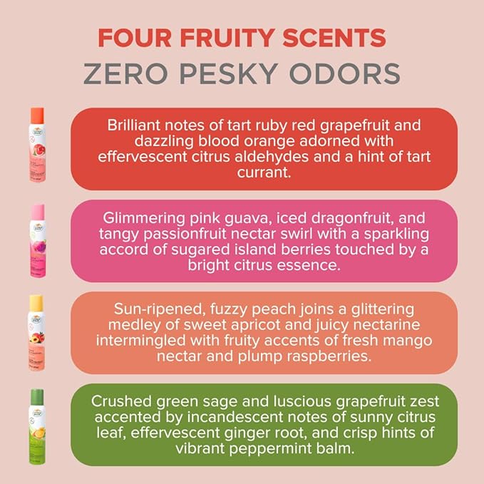 Citrus Magic Odor Eliminating Air Freshener Spray, Assorted Fragrances - Georgia Peach, Dragonfruit, Citrus and Sage, Grapefruit