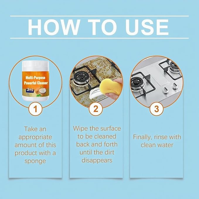 Multi Purpose Powerful Cleaner for kitchen, 3 In 1 Coconut Oil Natural Cleanser, Heavy Kitchen Duty Degreaser, All-Purpose Cleaner Removes Stains on Microwave,Oven & Stove Top (3)