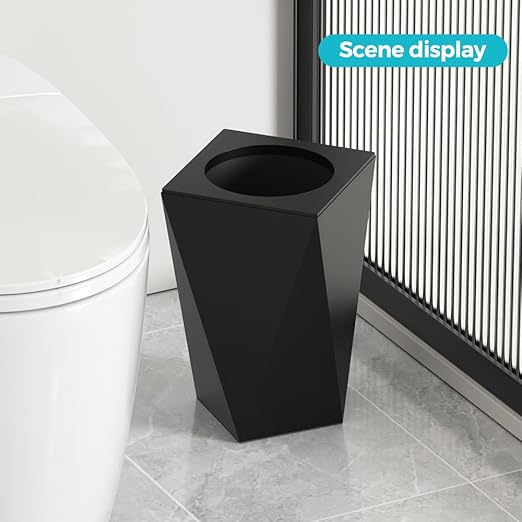 2.64 Gallon Metal Trash Can, Creative Diamond-Shaped Garbage Can, Simple High-Grade Waste Basket, for Home Bathroom Office. (10L Black Diamond)