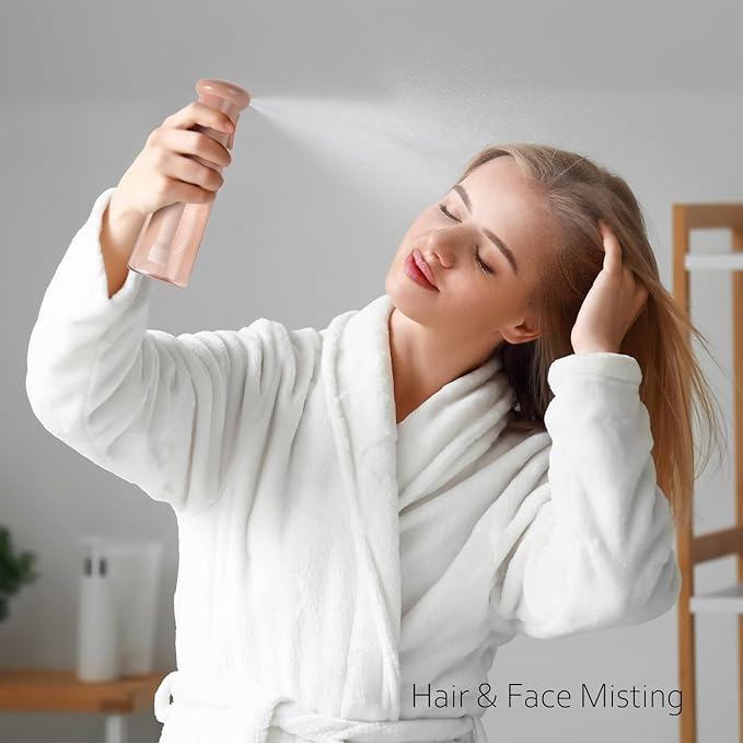 Spray Bottle For Hair, Continuous Mister Sprayer, Ultra Fine Mist Empty Spraying Water Bottles for Hairstyling, Barbers, Salons, Essential Oil Scents, Cleaning, Plants (2 Pack, 6.8 OZ)