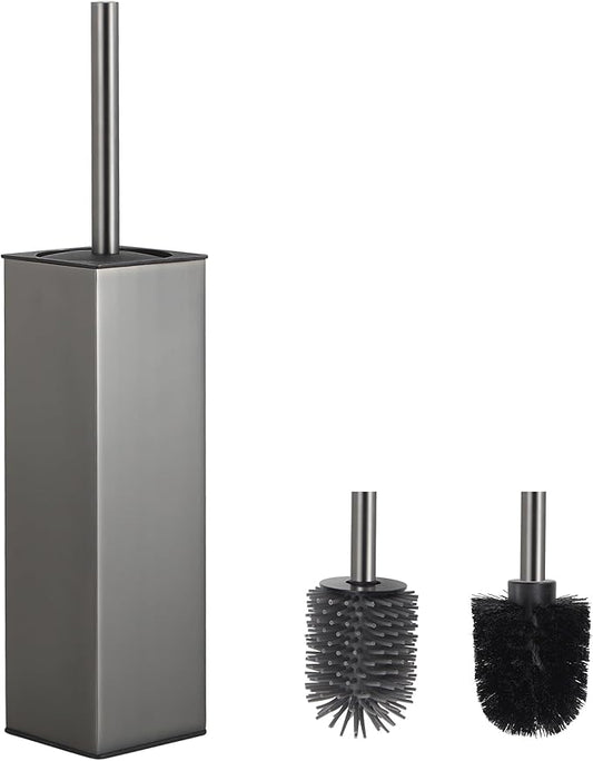 BVL Toilet Brush and Holder Set Gun Gray Freestanding Toilet Bowl Brush for Bathroom