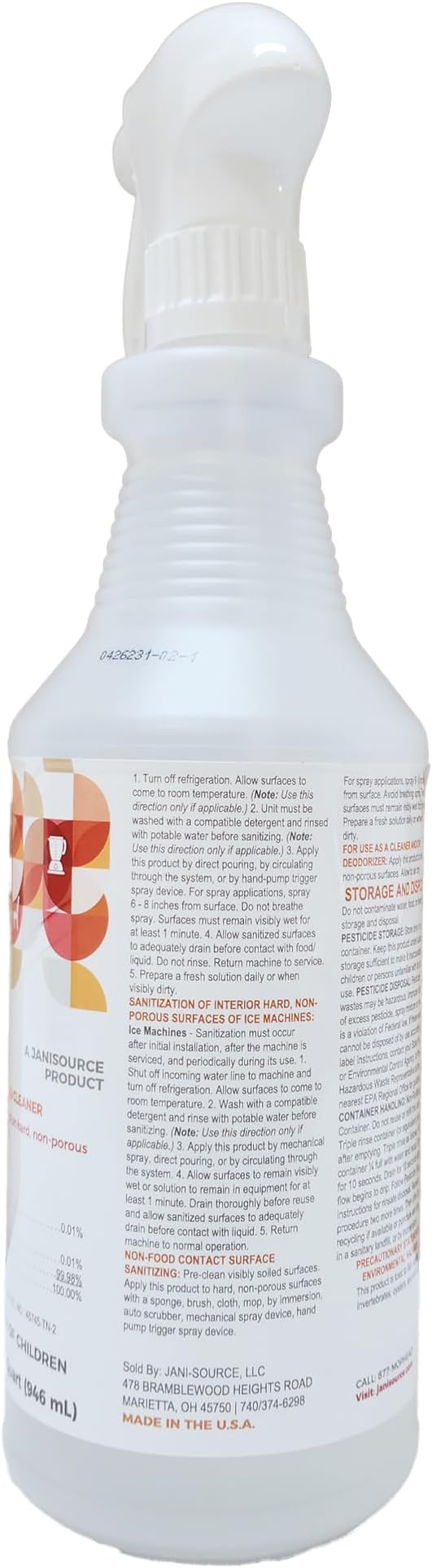 BussitClean Food Surface Sanitizer & Cleaner, 1 Quart (Case of 12), Kills 99.9% of Kitchen Bacteria