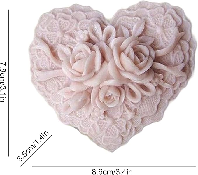 Beautiful Flower Delicate Floral Heart Silicone Soap Molds for Soap Making, Craft DIY Handmade Chocolate Candy Cake Mold