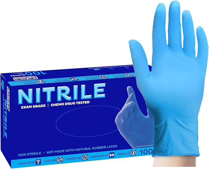 Nitrile Exam Gloves, Latex-Free Powder-Free Non-Sterile Disposable Gloves, For Medical, Cleaning, And Kitchen Prep