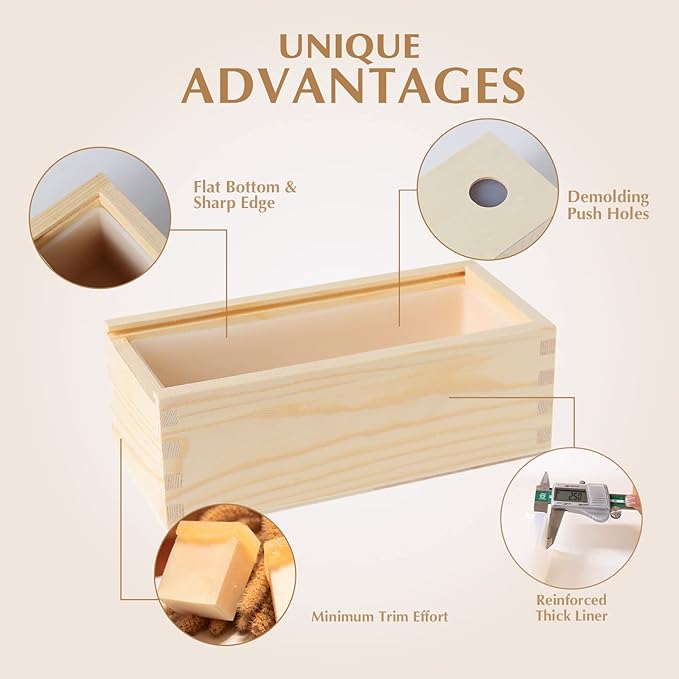 Small Rectangle Silicone Soap Mold with Wooden Box DIY Handmade Loaf Mould
