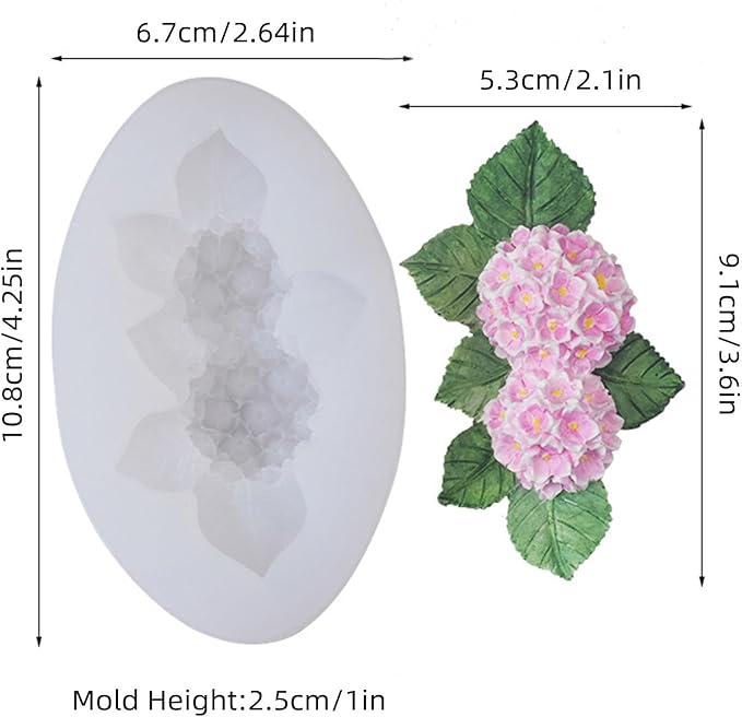 Hydrangea Flower Silicone Mold for Candle Soap Fondant Chocolate Candy Cake Decorating Baking Pastry Polymer Clay