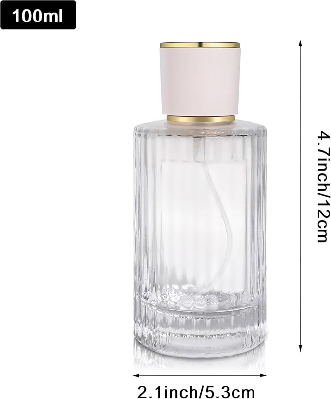 100ml/3.4 Oz Glass Spray Bottle Perfume Atomizer,Refillable Perfume Spray Bottle Perfume Bottles Empty with 3 Kinds of Perfume Dispenser (Round 100ml)