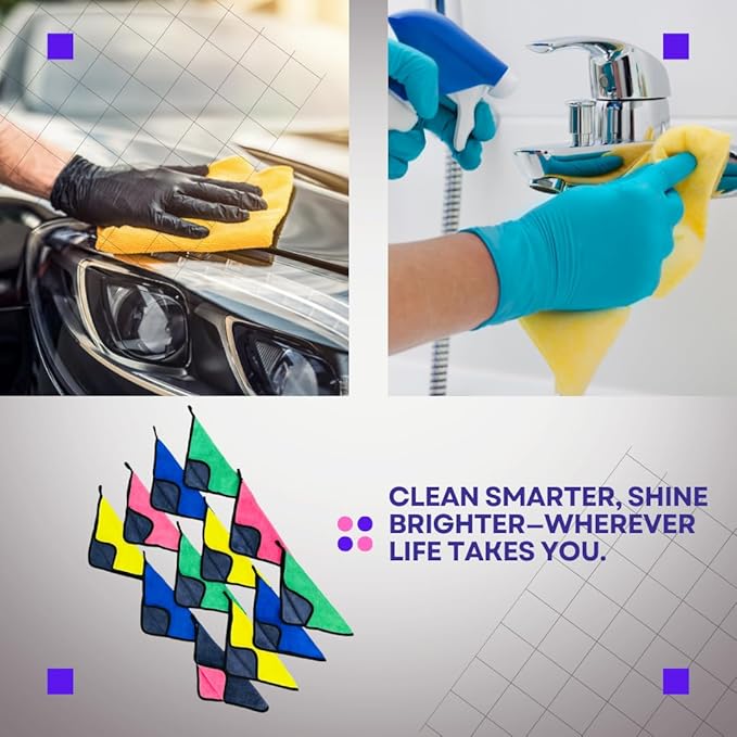 Microfiber Kitchen Towels | 12"x12" Kitchen Cloths | Australian Designed |12 Pack 400 GSM Cleaning Cloths | Cleaning Towels | Ultra-Soft, Scratch-Free, Reusable, Super Absorbent | Car & Household