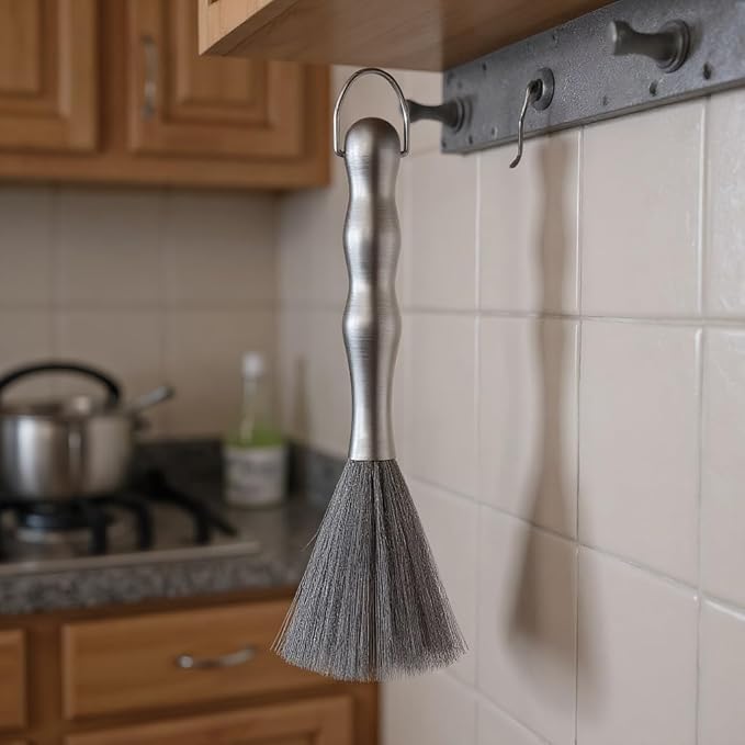 Kitchen Stainless Steel Deep Cleaning Brush, One-Piece Molding Process, Hands-Free Cleaning, Suitable for Frying Pans, Plates, Bowls, 10 Inches
