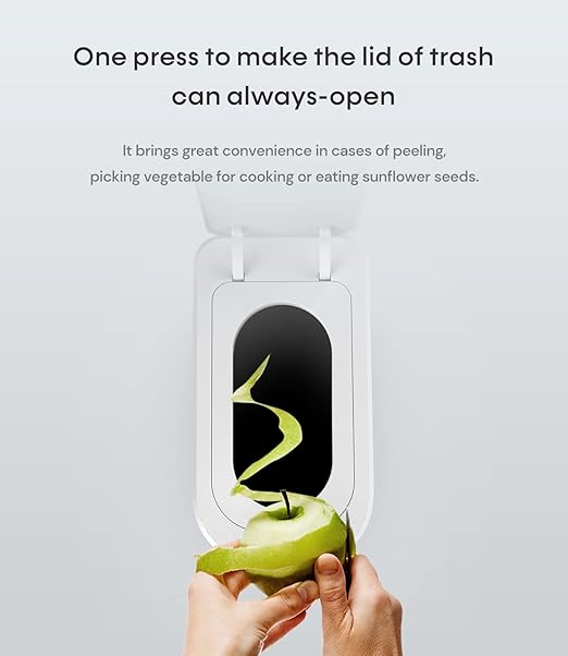 TOWNEW T3 Slim Automatic Infrared Motion Sensor Trash Can with Lid, Self Sealing & Changing, 3.4-Gal Waterproof, White, Touchless Trash Cans with Lids