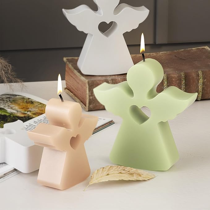 2PCS Heart Angle Silicone Molds, Cute Angle Shape Molds for Resin Candle Concrete, Creative Love Epoxy Resin Casting Clay Plaster Art Craft Gift Making Mold Wall Hanging Valentines Home Decor