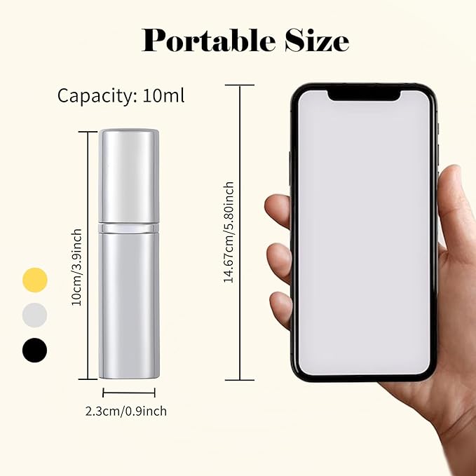 10ml Perfume Travel Bottle, 3pcs Perfume Atomiser Refillable, Spray Bottles, Portable for Travel Holiday Women Man