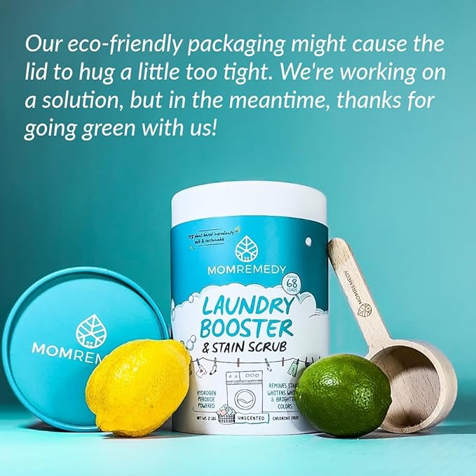 Laundry Booster and Stain Remover Scrub, MomRemedy Oxygen Whitener, Whiten Whites and Brighten Colors, Remove Stains, Household Cleaning Scrub, Chlorine Bleach Free