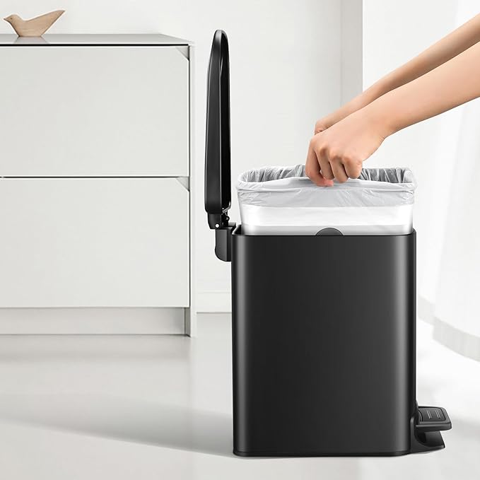 TIPGO Small Trash Bags Drawstring 1.6 Gallon, Pre-Cut Mini Garbage Bags for 1.2-1.8 Gallon Trash Bins, 120 Count (Code A)