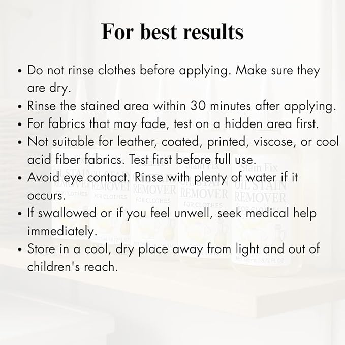 Instant Oil Stain Remover for Clothes (8.72oz) - Fabric Stain Remover For Cooking, Engine, Dried Oil And Grease Stains - Safe for All Fabric Types