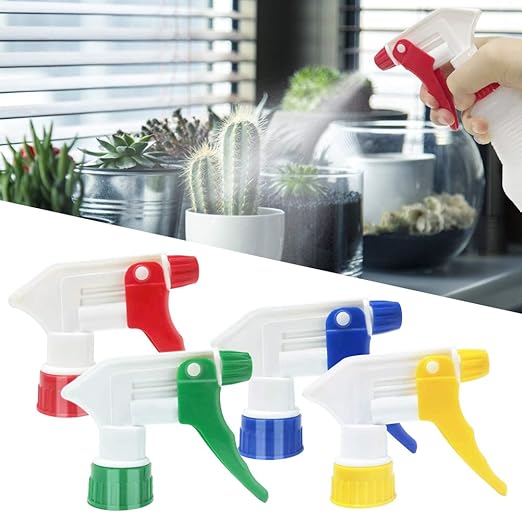 Cosywell Plastic Spray Bottle Nozzle Heavy Duty Spraying Bottle Replacement Part Leak Proof Mist Water Bottle Spray Nozzle for Chemical Cleaning Solutions All-Purpose Adjustable Head Sprayer 4PCS