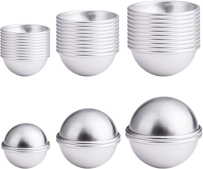 30PCS- Bath Bomb Mold Kit, 15 Set 3 Size Mold & Bath Bombs Press for DIY Making Supplies