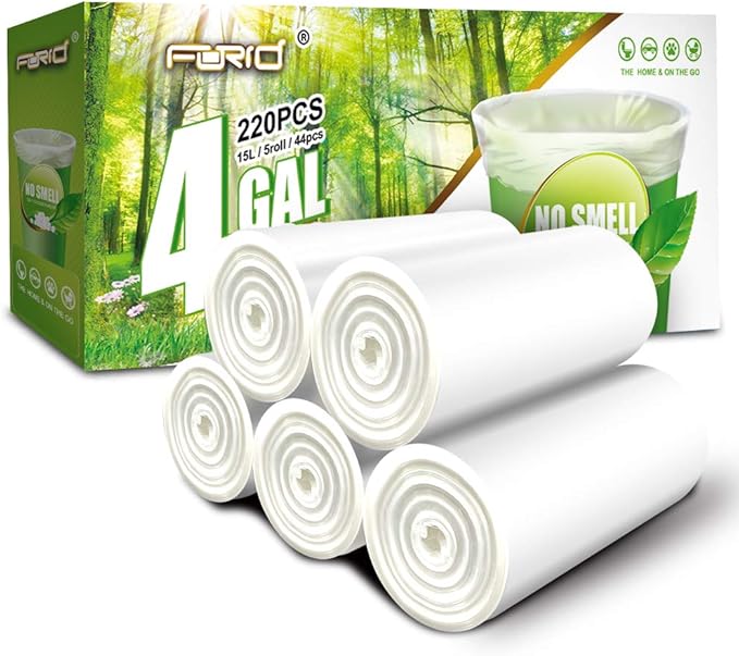 FORID Clear Small Trash Bags - 4 Gallon Garbage Bags Wastebasket Bin Liners 220 Count Plastic Trash Bags for Bathroom Bedroom Office Trash Can