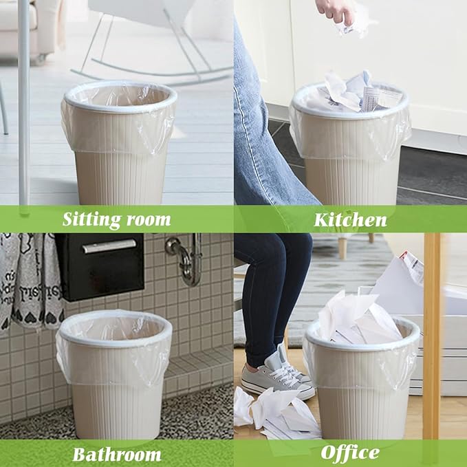 4 Gallon 220 Counts Strong Trash Bags Garbage Bags, Bathroom Trash Can Bin Liners, Small Plastic Bags for home office kitchen, fit 12-15 Liter, 3,3.5,4.5 Gal, Clear