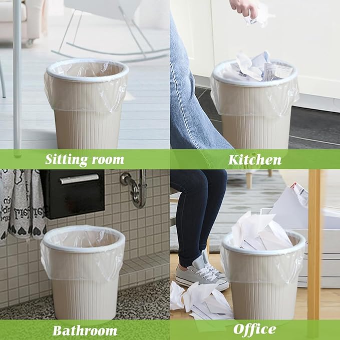 1.2 Gallon 120 Counts Strong Trash Bags Garbage Bags, Bathroom Trash Can Waste Basket Liners, Small Plastic Bags for home office kitchen, fit 5 Liter 5L, 1 Gal, Clear