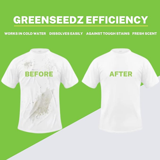 Greenseedz Eco Friendly Laundry Detergent Pods, 128 Pacs, Powerful Stain And Odor Removal, Skin Friendly, Rainforest Fresh Scent, Biodegradable and HE Compatible