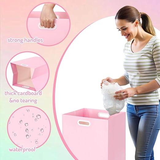 Whaline 12Pcs Pastel Disposable Trash Cans with Built-in Handles Purple Yellow Pink Blue Paper Garbage Can Waterproof Layer Recycling Bins for Home Kitchen Office