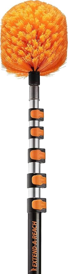 5-25 ft Cobweb Duster with Extension Pole // 30+ Foot High Reach Spider Web Cleaner Cobweb Brush for Outdoor & Indoor Web Cleaning // Lightweight & Sturdy Telescopic Pole // The Ultimate Dusting Kit