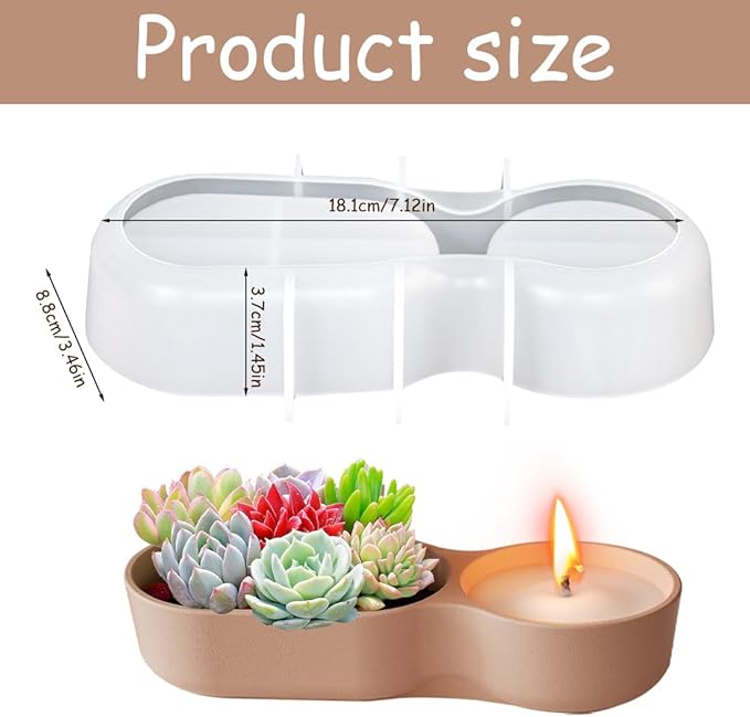 Candle Vessel Silicone Mold, Oval Bowl Silicone Molds for Resin, Flower Pot Planter Resin Molds, Jewelry Storage Box Mould, Plant Trinket Candy Tray Cement Mold Art Craft (Candle Boat)