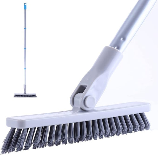 YONILL Grout Brush with Long Handle - Heavy Duty Grout Cleaner Brushes for Tile Floors, Swivel Stiff Bristles Floor Scrubber Cleaning Tool, Floor Scrub Brush for Shower, Kitchen, Baseboards and Corner