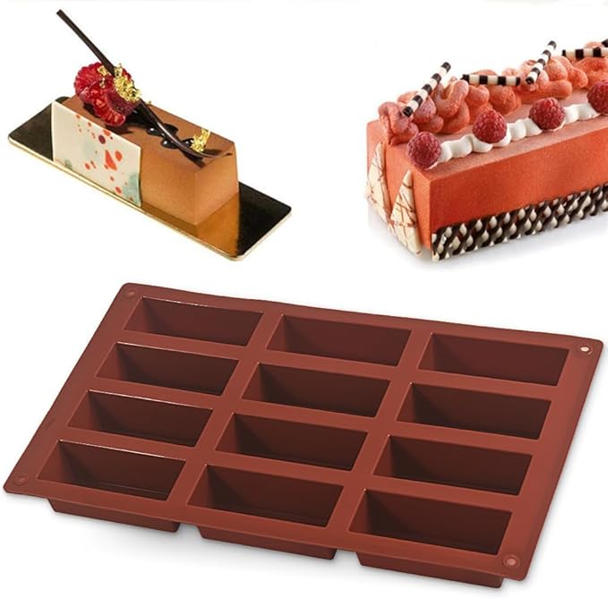 12 Cavity Rectangle Granola Bar Silicone Mold, Butter Stick Mold, Pack of 3