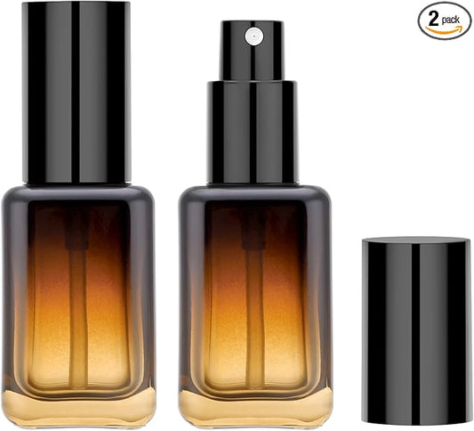 Segbeauty 1oz Fine Mist Amber Glass Spray Bottles, 2pcs Small Travel Size Spray Bottle Refillable Liquid Containers, 30ml Mini Glass Cosmetic Bottles for Travel, Empty Perfume Bottle Atomizer Sprayer