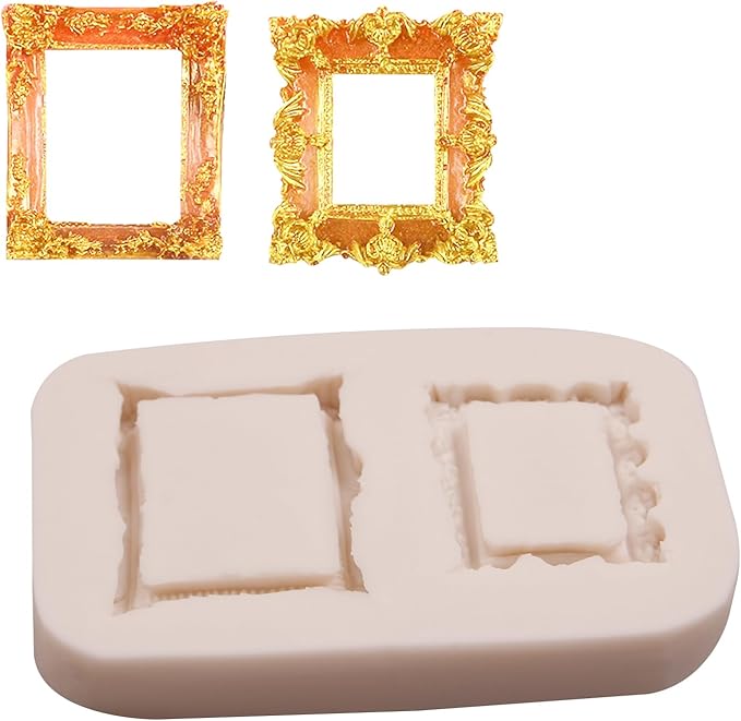 Vintage Picture Frame Chocolate Molds, 4 Pakcs Baroque Style Fondant Molds for Crafts, Chocolate, Cupcake Toppers