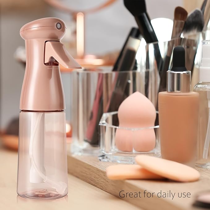 Spray Bottle For Hair, Continuous Mister Sprayer, Ultra Fine Mist Empty Spraying Water Bottles for Hairstyling, Barbers, Salons, Essential Oil Scents, Cleaning, Plants (2 Pack, 6.8 OZ)