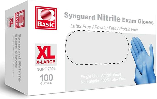 Jointown Basic Medical Blue Nitrile Exam Gloves - Latex-Free & Powder-Free - NGPF7004 (box of 100), X-Large