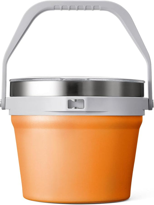 COKTIK 7L Insulated Ice Bucket with Lid，Double Wall Vacuum Stainless Steel Beverage Bucket Keeps Frozen Longer，Holds 6 Longnecks or 3 Bottles of Wine，for Cocktail, Champagne, Large Parties(Orange)