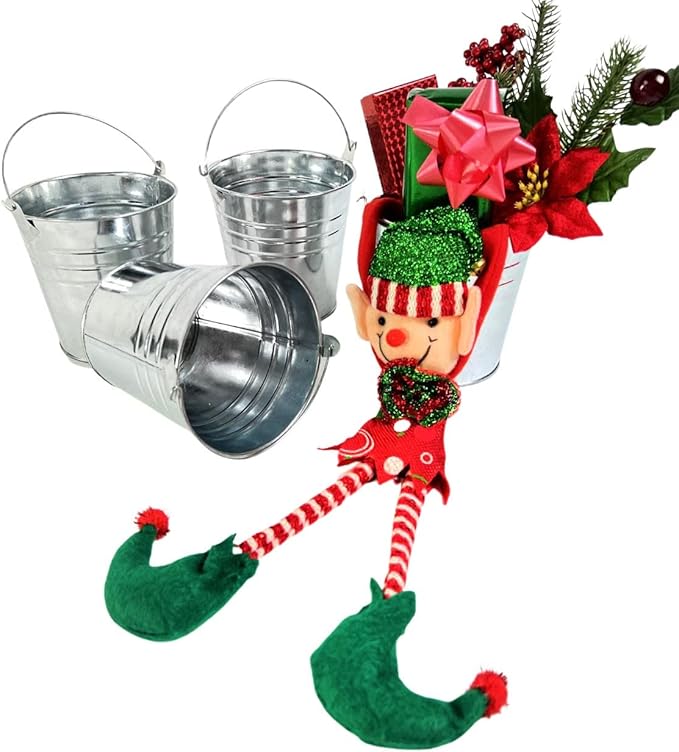 Regent 4 Metal Buckets 5 inch X 5 inch Galvanized Pail with handles for Wedding Decorations,Centerpieces for Party,Garden Planters