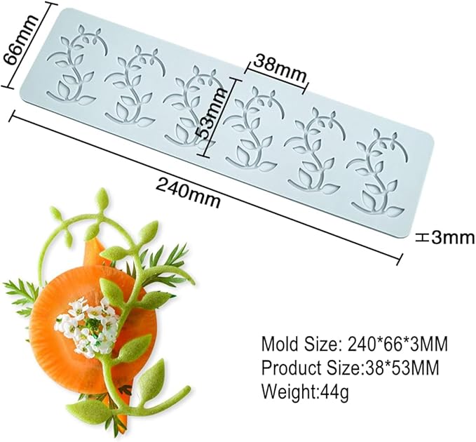 TUKE Tuile Molds Silicone Curved Leaf Silicone Hollow Mold Candy Mold Lace Mat for Cake Sugar Craft Decoration Chocolate Fondant Tuille Paste Baking Gummy Mould (Curved Leaf_9.6x2.64x0.12inch)
