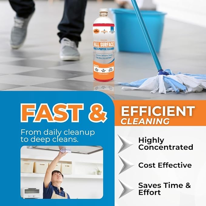 All-Surface Daily Cleaner Concentrate – pH-Neutral, Residue-Free Formula for Tile, Grout, Natural Stone, LVP, Laminate & Sealed Wood – Kitchens, Bathrooms, Showers & Floors