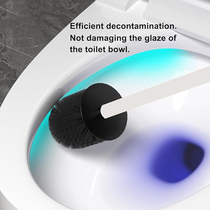 Toilet Brush and Holder Set KWQKEM Freestanding Modern Toilet Bowl Cleaners Brush and Holder with Lid 304 Stainless Steel (Brushed Silver)