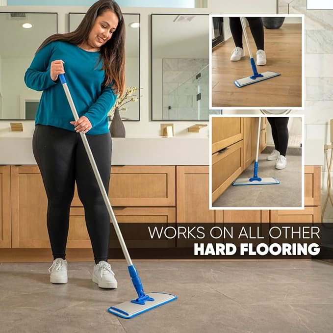 Microfiber Wholesale 18” Luxury Vinyl Plank Floor Mop | Deep Clean Without Damaging | Recommended by LVP Manufacturers | Heavy Duty Lightweight | Reusable Microfiber Mop Pads