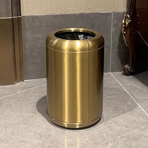 2.1 Gallon Small Gold Bathroom Trash Can, Antique Brass Garbage Can, Brass Waste Paper Basket, for Bathroom Bedroom Office Hotel Kitchen (235 Gold)