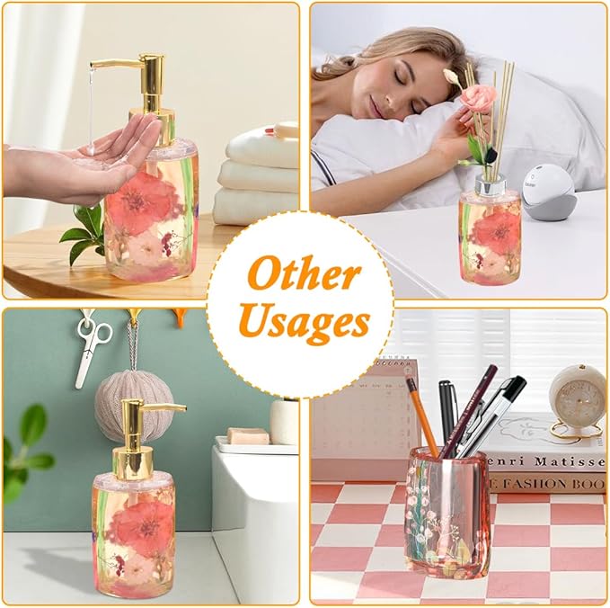 Bottle Resin Mold with Pump Soap Dispenser Resin Mold Perfume Bottle Silicone Molds for Epoxy Casting DIY Bottle Pen Flower Storage Candle Holder Home Decor