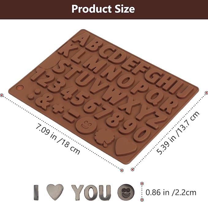 Letter Molds for Chocolate, 2 Pcs Mini Chocolate Molds Silicone with Number and Alphabet for Decorating Birthday Cake Strawberries Lollipop Fondant Oreos, Non-stick BPA Free