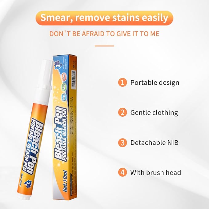 Bleach Pen,Bleach Pen for Clothing,stain remover pen,More effective stain removal,Travel Size Toiletries,Travel Essentials,Travel Accessories,Instantly Remove New Stains(2pcs)