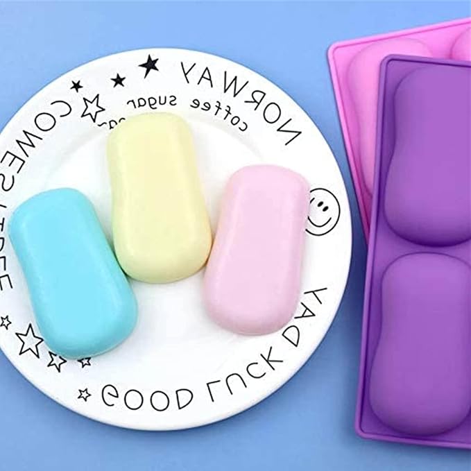 2 Pack Oval Silicone Soap Molds，6 Cavity Soap Molds for Soap Making Silicone Molds for Soap Bath Bombs Shower Steamer Lotion Bars