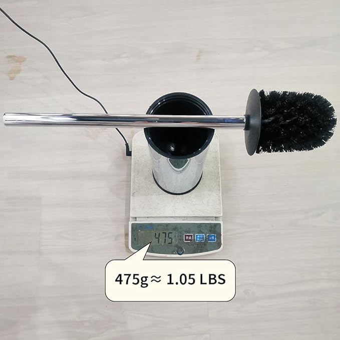 Freestanding Toilet Brush Holder for bathrooms 304 Stainless Steel Toilet Brush Stand Round Storage and Organization Rust Resistant 18-inch high Polished Chrome Finished