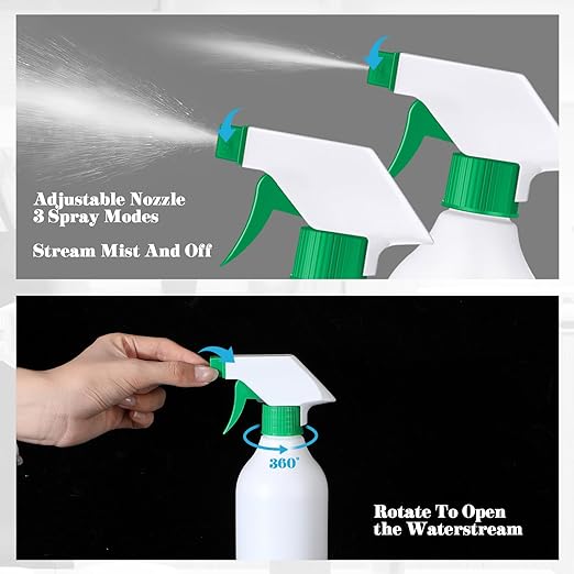 Tanlade 30 Pcs Plastic Spray Bottles 16 oz Leak Proof Squirt Bottle Refillable Empty Spray Water Mist Sprayer with Nozzles for Hair Essential Oil Cleaning Solutions Plants Pets(Green)